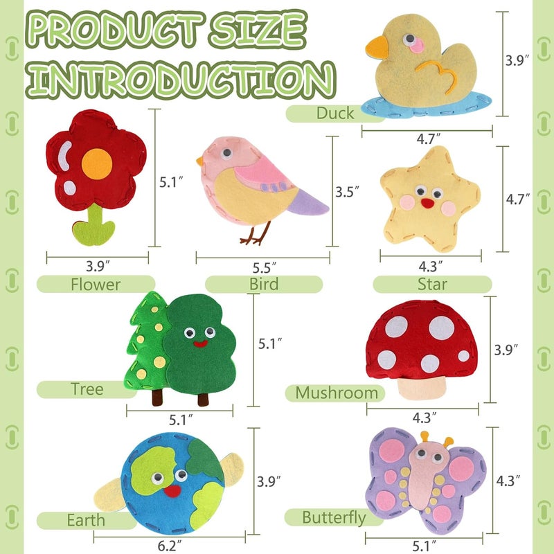AzReference Nature Sewing Kits for Beginners, DIY 8 Stuffed Forest, Butterfly Making Easy Felt Sewing Fun Craft Set, Educational Learn to Sew Gifts for Kids Age 5 6 7 8 9 10 11 12, Instruction & Felt Materials - Image 3